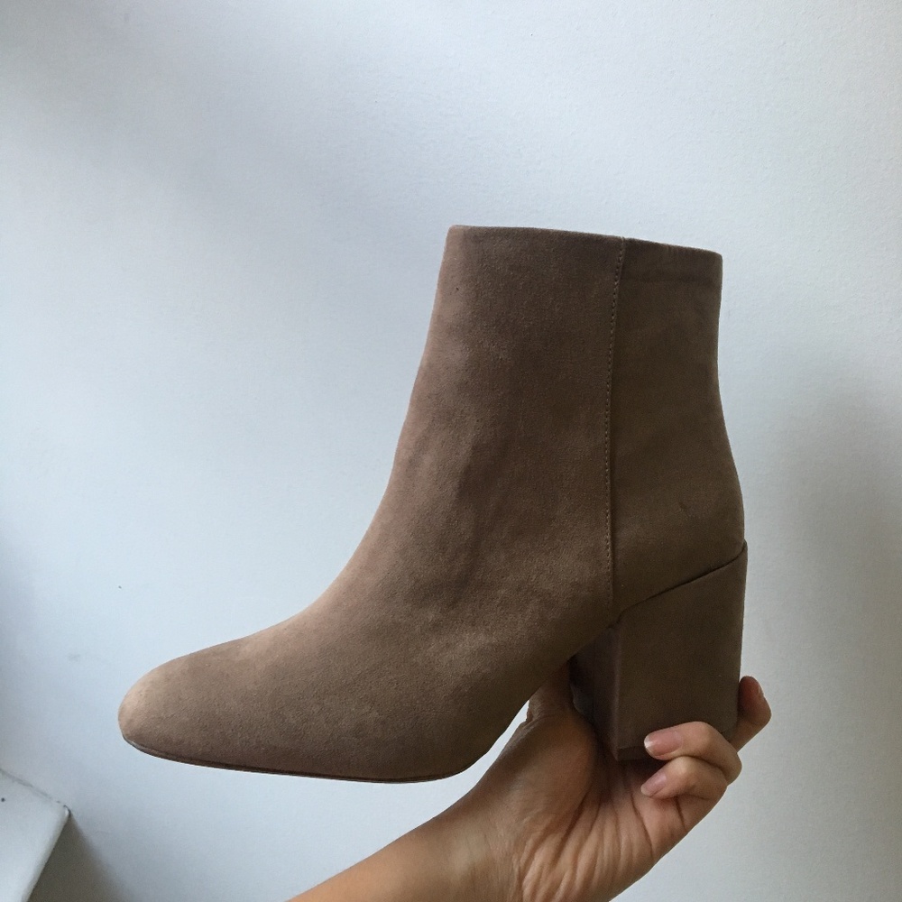 Taupe Mid heel zipper ankle boots